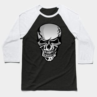 Chrome Skull Illustration Baseball T-Shirt